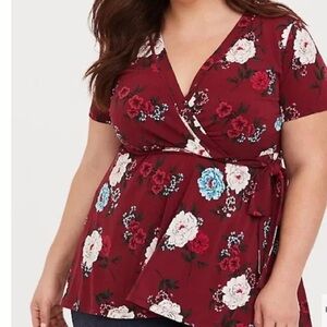 Torrid royal bouquet floral wrap top shirt
